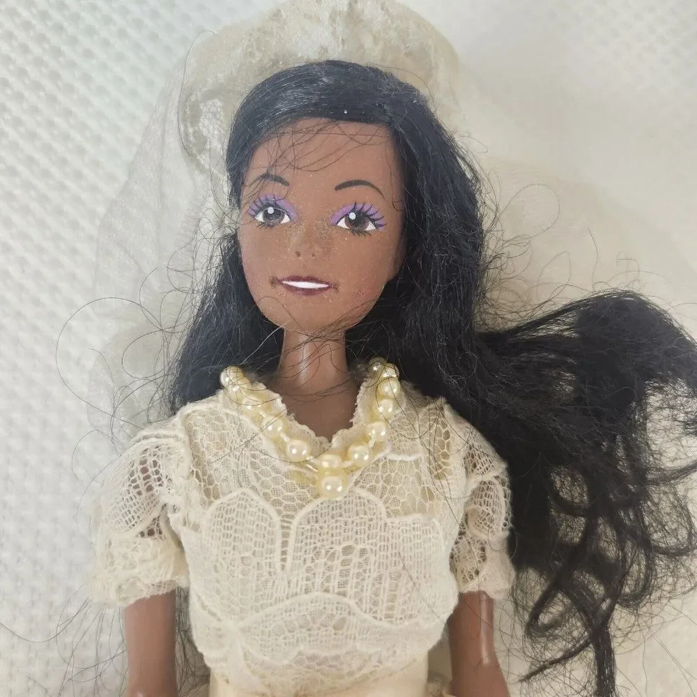 Vintage 80s AA African American Bride Doll Fashion Barbie Clone